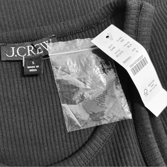 J. Crew Cropped Ribbed Cutaway Tank Top with Sequins S NWT - Picture 5 of 6